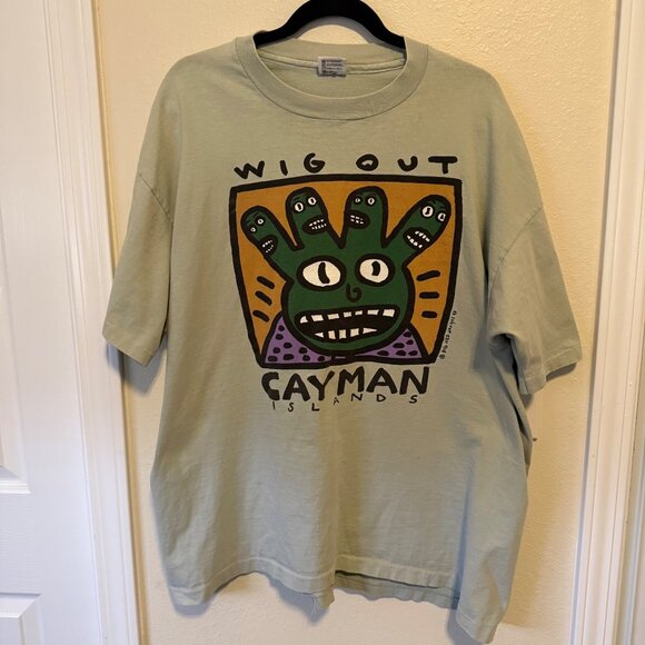 Vintage Keith Haring "Wig Out" Cayman Islands Tee-Shirt Men's Gray Size XL - Picture 1 of 6